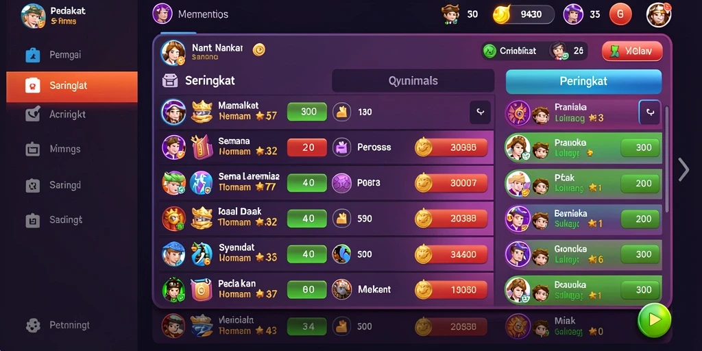 api66 - Layar permainan dengan berbagai karakter menawan.